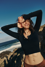 FREE PEOPLE MOVEMENT Bail Out Long Sleeve Layer in Black