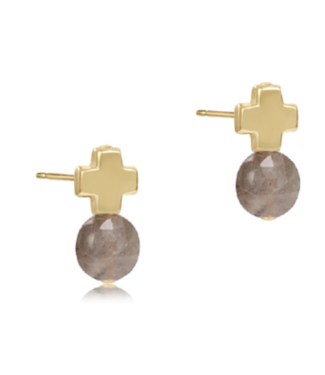ENEWTON DESIGN Signature Cross Gold Stud Earrings - Labradorite