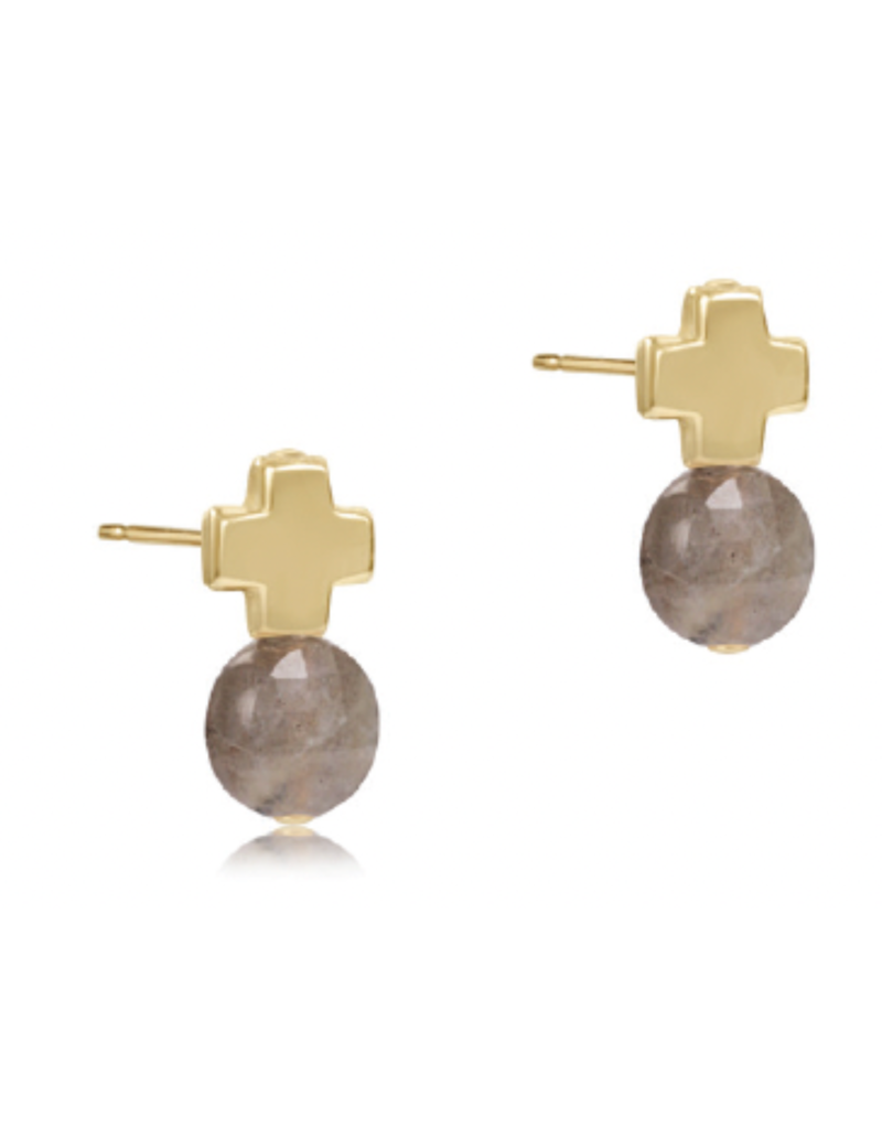 ENEWTON DESIGN Signature Cross Gold Stud Earrings - Labradorite