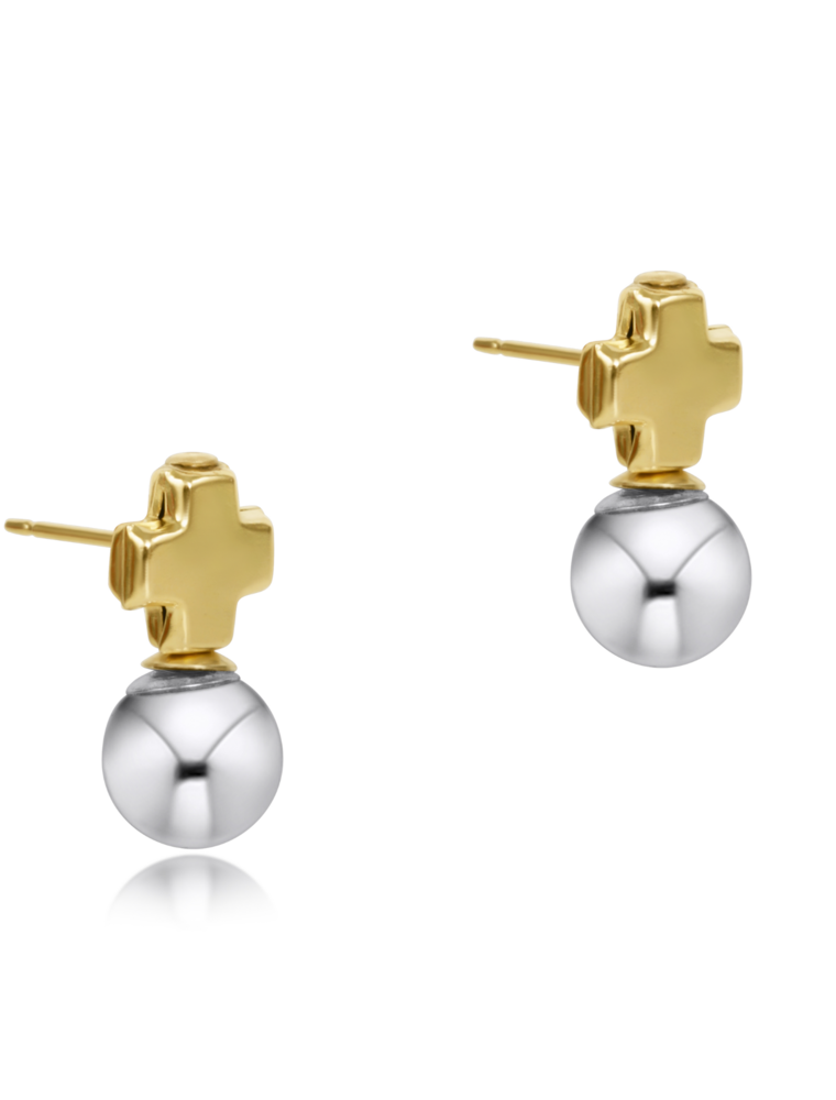 ENEWTON DESIGN Signature Cross Mixed Metal Stud Earrings - Silver