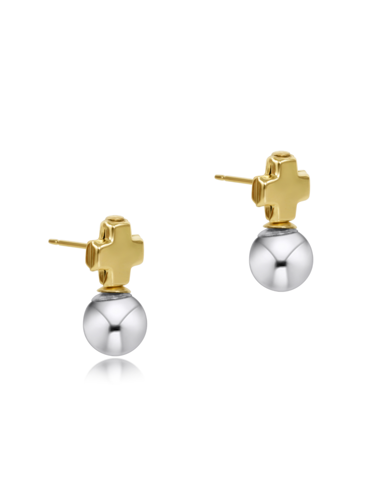 ENEWTON DESIGN Signature Cross Mixed Metal Stud Earrings - Silver