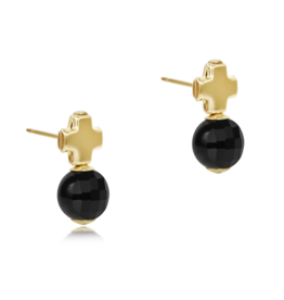 ENEWTON DESIGN Signature Cross Gold Stud Earrings - Faceted Onyx