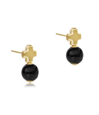 ENEWTON DESIGN Signature Cross Gold Stud Earrings - Faceted Onyx