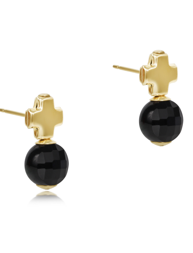 ENEWTON DESIGN Signature Cross Gold Stud Earrings - Faceted Onyx