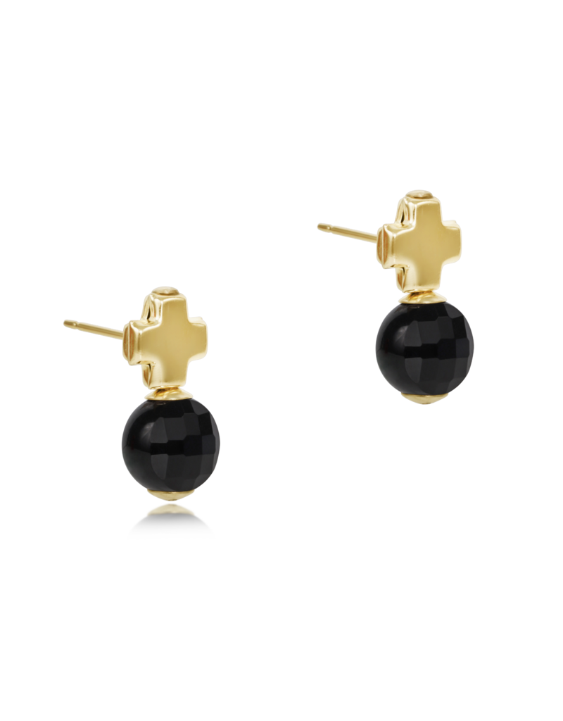 ENEWTON DESIGN Signature Cross Gold Stud Earrings - Faceted Onyx
