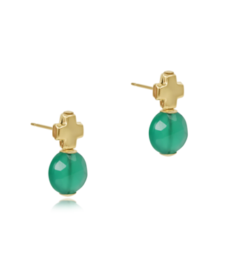 ENEWTON DESIGN Signature Cross Gold Stud Earrings - Green Onyx