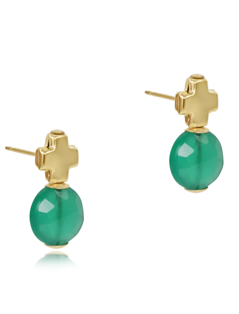 ENEWTON DESIGN Signature Cross Gold Stud Earrings - Green Onyx