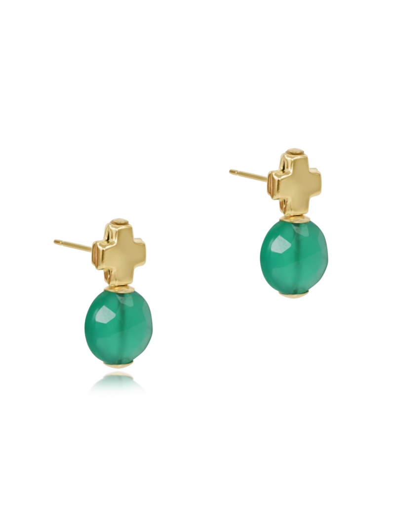 ENEWTON DESIGN Signature Cross Gold Stud Earrings - Green Onyx