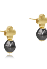 ENEWTON DESIGN Signature Cross Gold Stud Earrings - Dark Grey Pearl