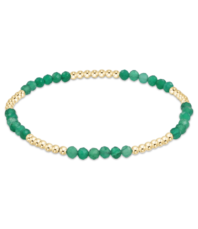 Blissful Pattern 2.5mm Bead Bracelet - Green Onyx/Gold