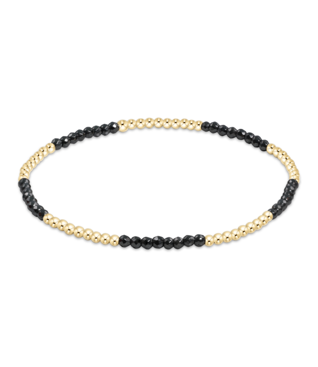 Blissful Pattern 2mm Bead Bracelet - Faceted Hematite/Gold