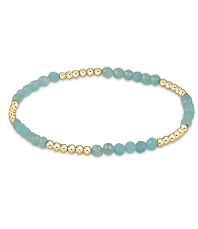 Blissful Pattern 2.5mm Bead Bracelet - Amazonite/Gold