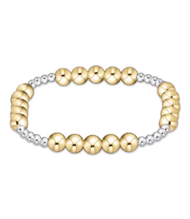 Classic Blissful Pattern 6mm Bead Bracelet - Mixed Metal