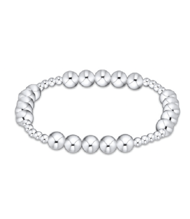 Classic Blissful Pattern 6mm Bead Bracelet - Silver
