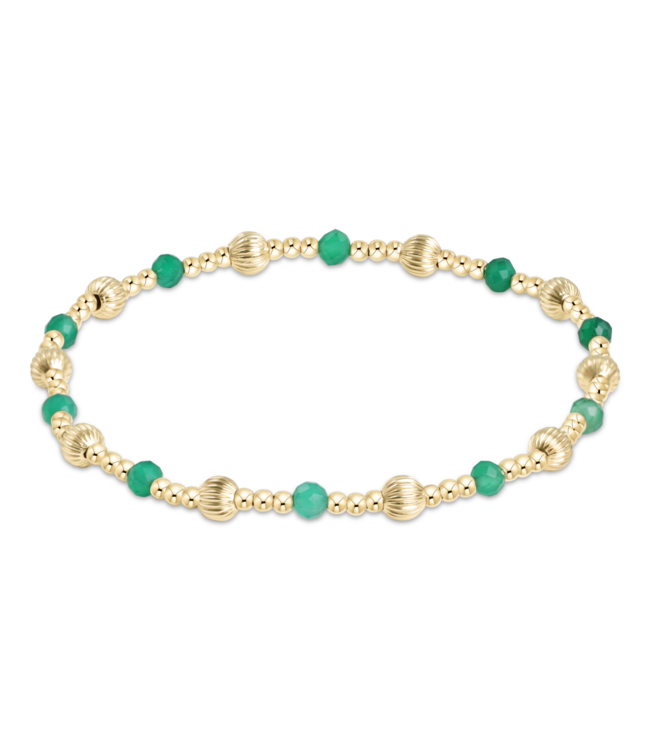 Dignity Sincerity Pattern Bead Bracelet - Green Onyx/Gold