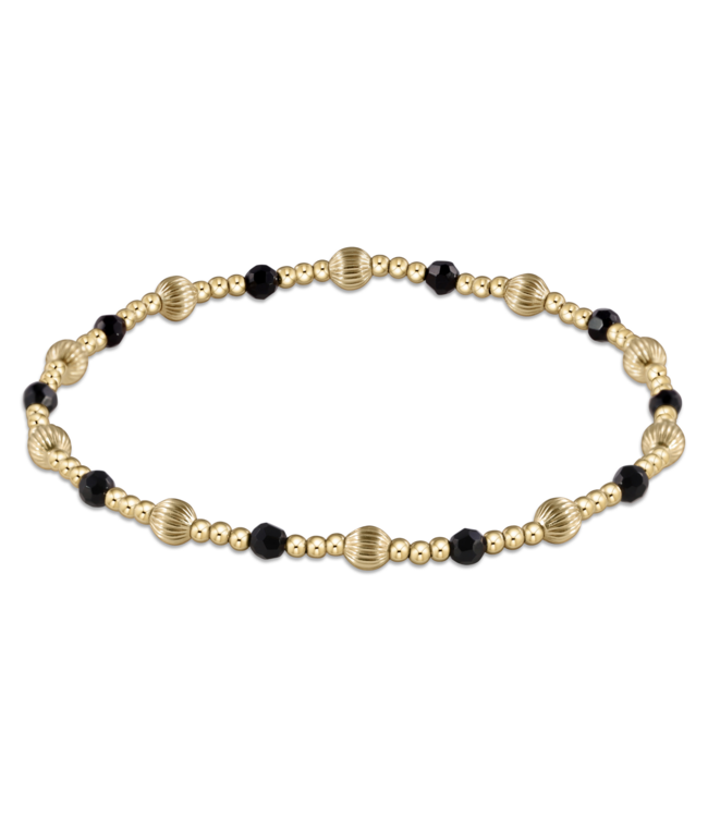 Dignity Sincerity Pattern Bead Bracelet - Faceted Onyx/Gold