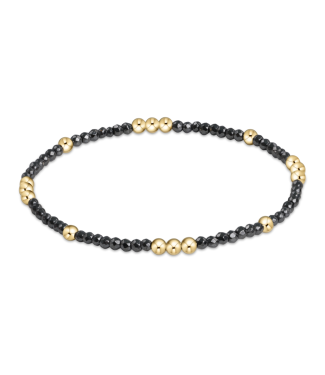 Worthy Pattern 2mm Bead Bracelet - Faceted Hematite/Gold