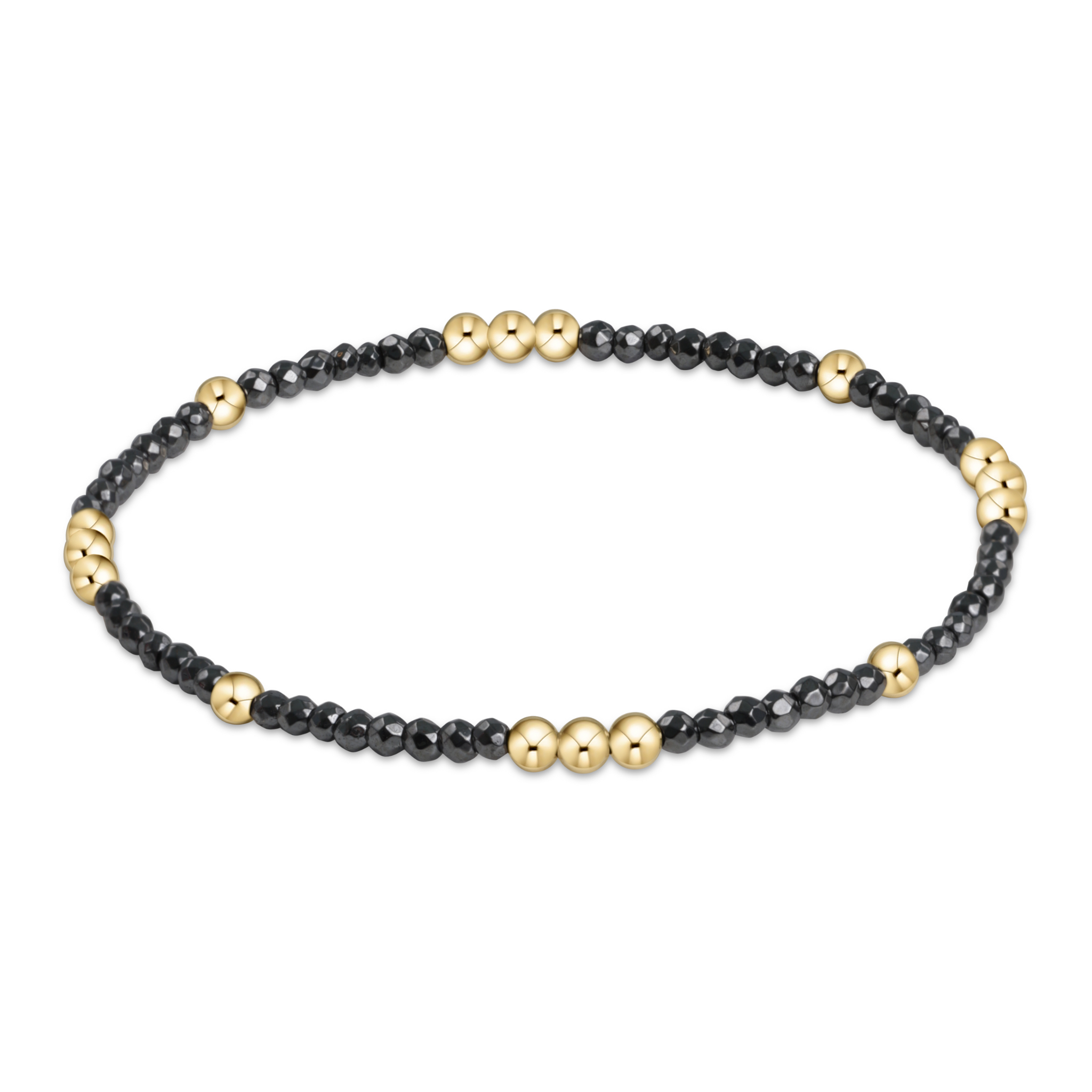 eNewton Worthy Pattern 2mm Bead Bracelet Faceted Hematite/Gold