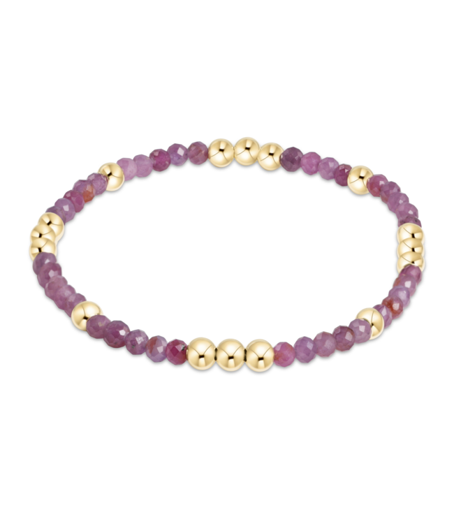 Worthy Pattern 3mm Bead Bracelet - Ruby/Gold