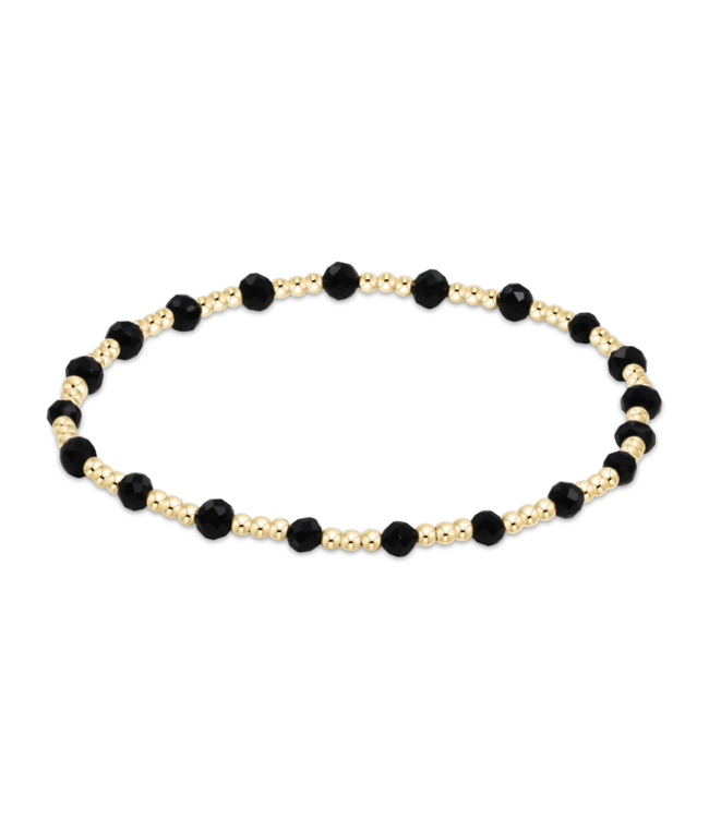 Classic Sincerity Pattern 3mm Bead Bracelet - Faceted Onyx/Gold
