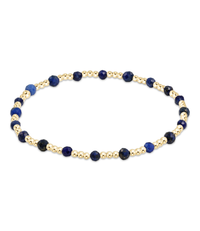 Classic Sincerity Pattern 3mm Bead Bracelet - Lapis/Gold