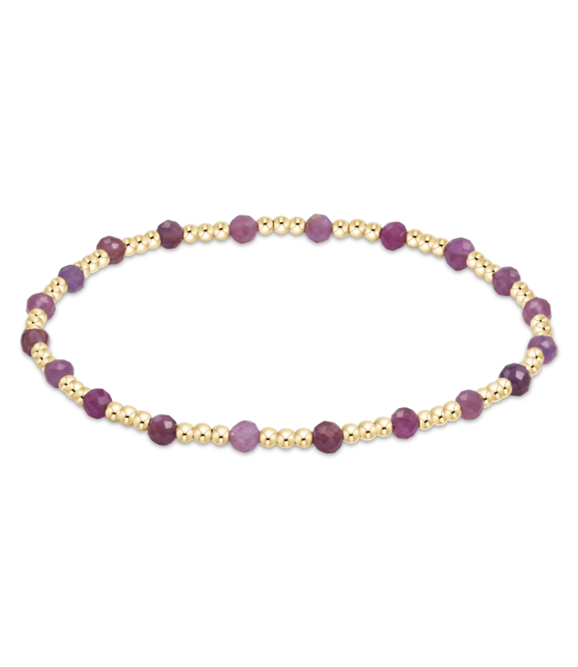 Classic Sincerity Pattern 3mm Bead Bracelet - Ruby/Gold