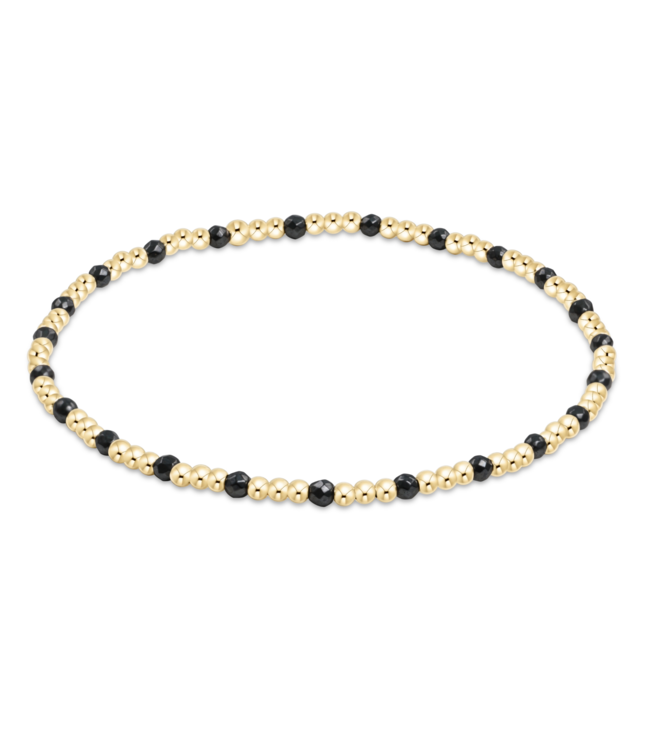 Classic Sincerity Pattern 2mm Bead Bracelet - Faceted Hematite/Gold