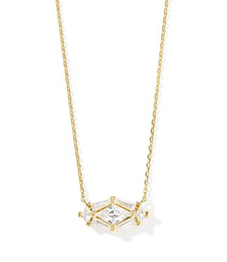 KENDRA SCOTT DESIGN Lindy Rae Elisa Gold Short Pendant Necklace in White Crystal