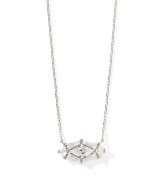 KENDRA SCOTT DESIGN Lindy Rae Elisa Silver Short Pendant Necklace in White Crystal