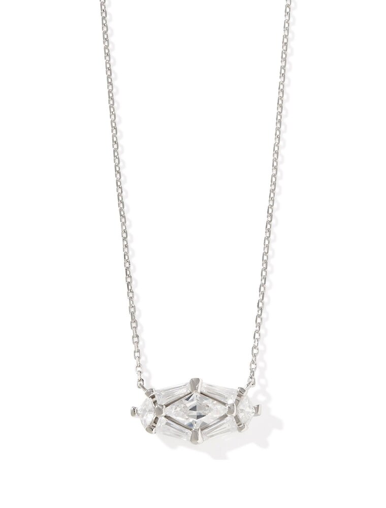 KENDRA SCOTT DESIGN Lindy Rae Elisa Silver Short Pendant Necklace in White Crystal