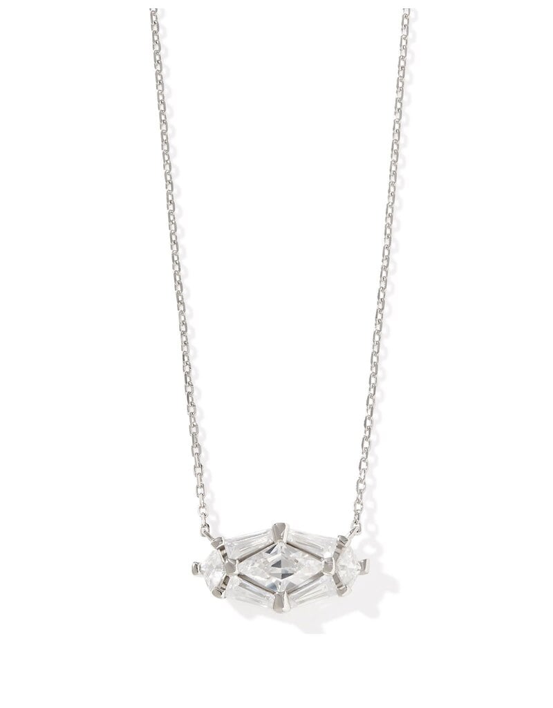 KENDRA SCOTT DESIGN Lindy Rae Elisa Silver Short Pendant Necklace in White Crystal
