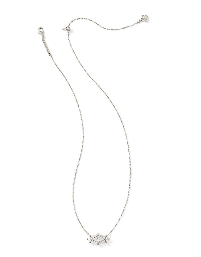 KENDRA SCOTT DESIGN Lindy Rae Elisa Silver Short Pendant Necklace in White Crystal