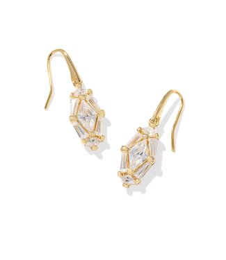 KENDRA SCOTT DESIGN Lindy Rae Lee Gold Drop Earrings in White Crystal