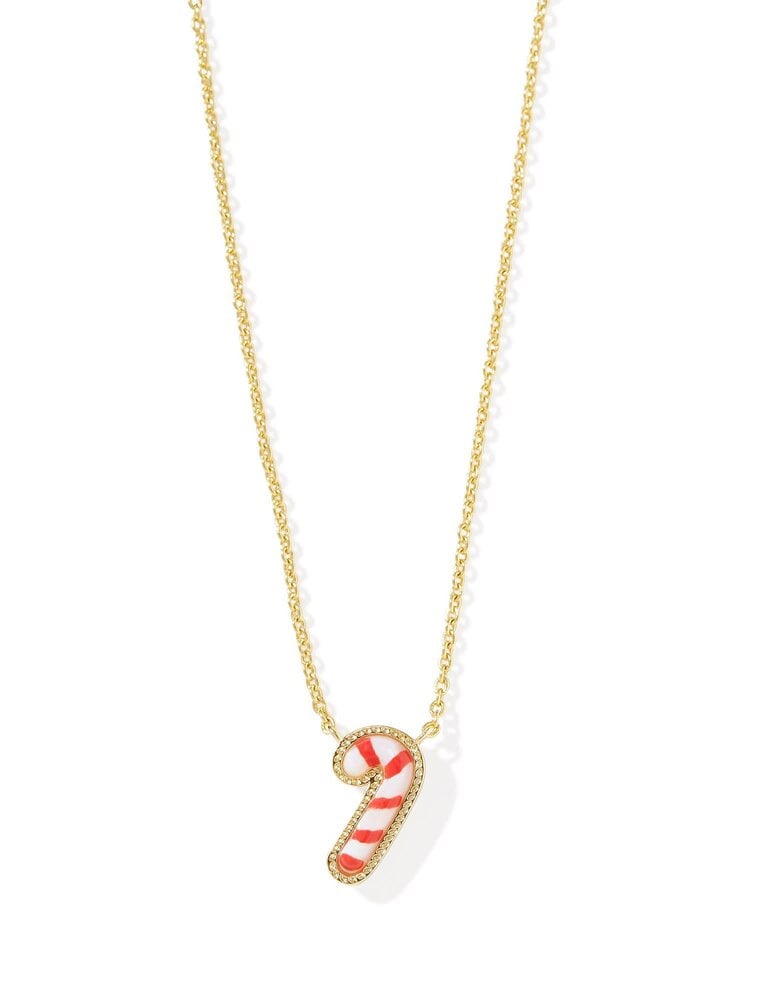 KENDRA SCOTT DESIGN Candy Cane Gold Short Pendant Necklace in Ivory Mother-of-Pearl