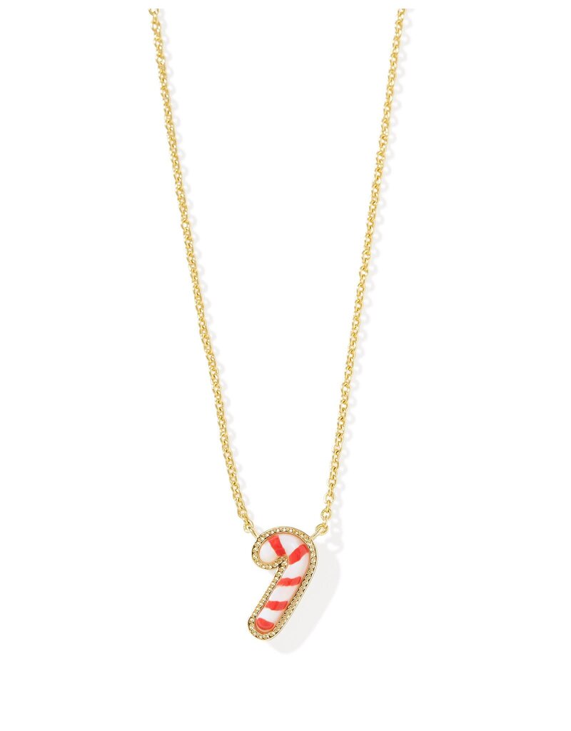 KENDRA SCOTT DESIGN Candy Cane Gold Short Pendant Necklace in Ivory Mother-of-Pearl