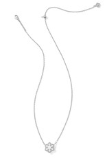 KENDRA SCOTT DESIGN Snowflake Silver Short Pendant Necklace in White Kyocera Opal