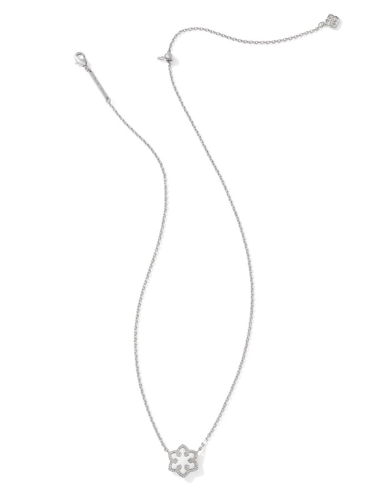 KENDRA SCOTT DESIGN Snowflake Silver Short Pendant Necklace in White Kyocera Opal