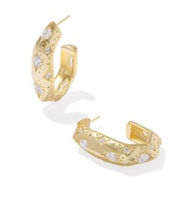 KENDRA SCOTT DESIGN Holland Gold Hoop Earrings in White Crystal