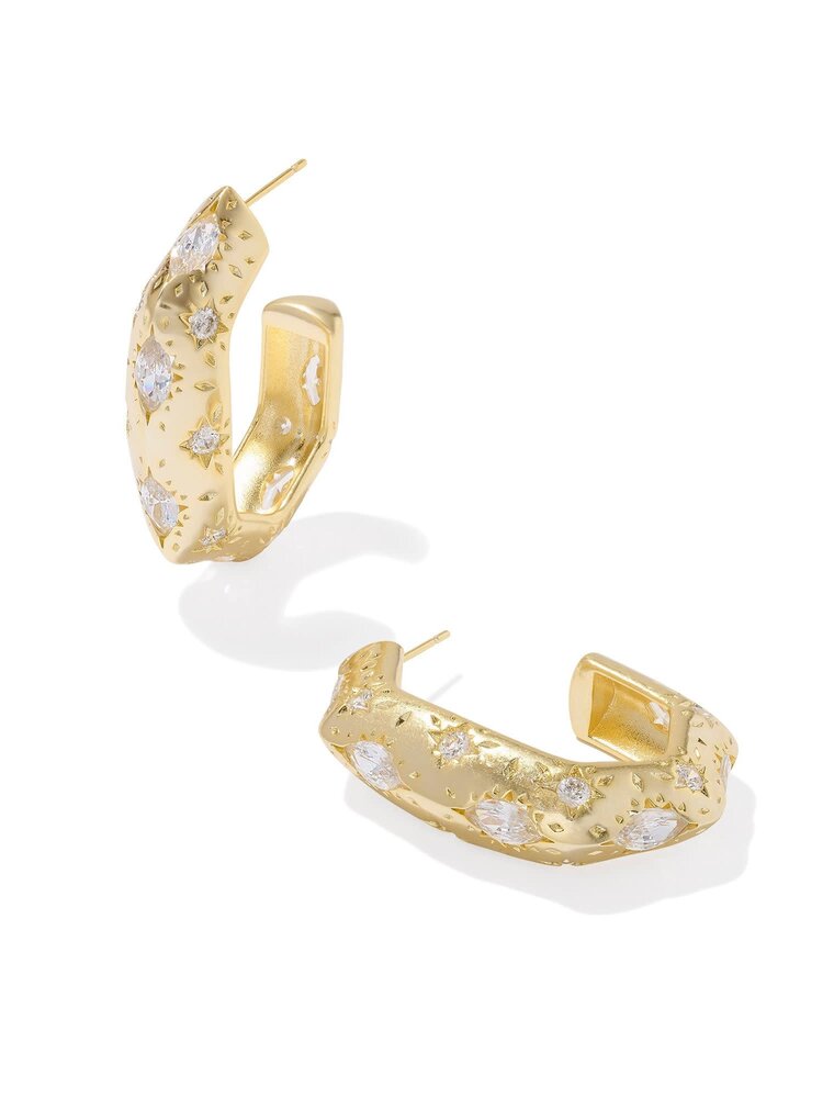 KENDRA SCOTT DESIGN Holland Gold Hoop Earrings in White Crystal