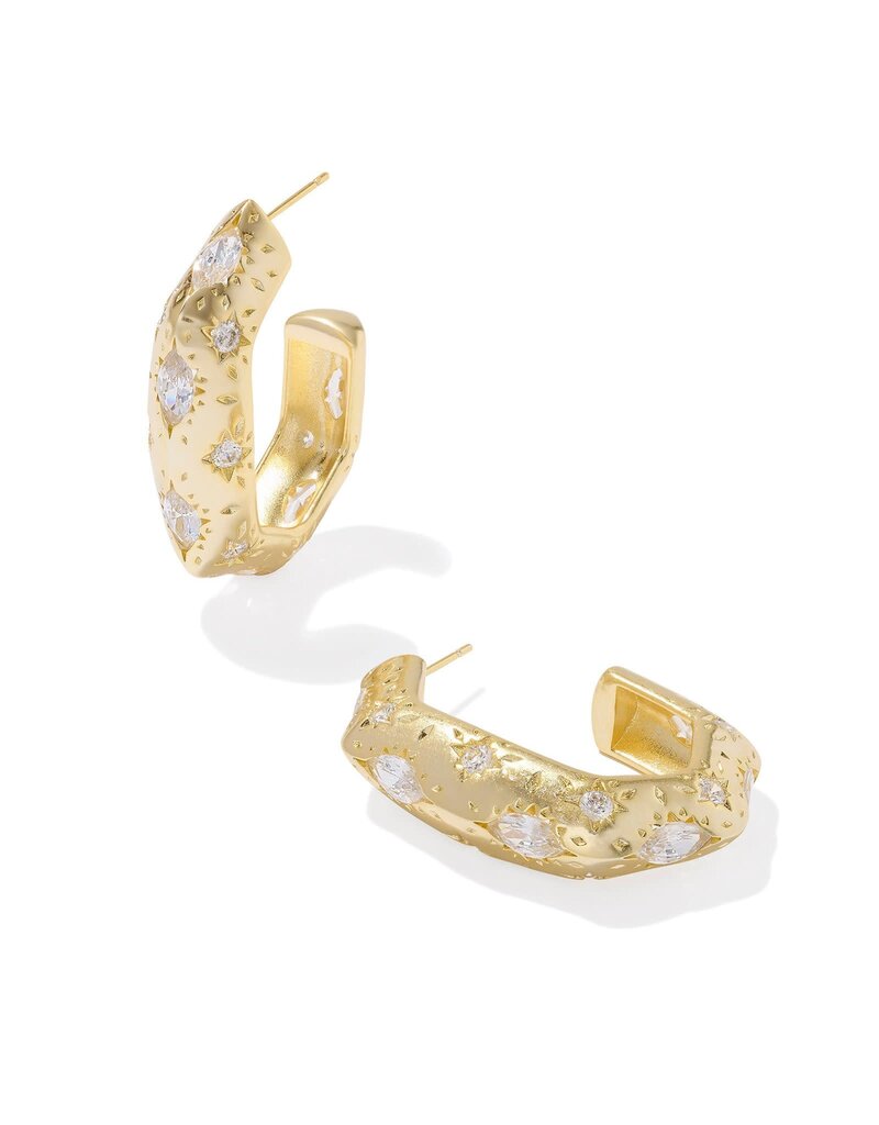 KENDRA SCOTT DESIGN Holland Gold Hoop Earrings in White Crystal