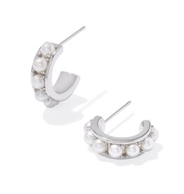 KENDRA SCOTT DESIGN Krista Silver Huggie Earrings in Freshwater Cultured Pearl