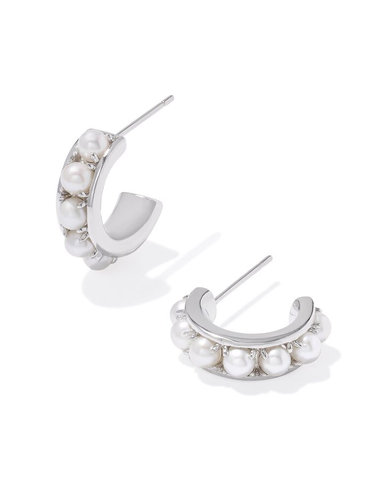 KENDRA SCOTT DESIGN Krista Silver Huggie Earrings in Freshwater Cultured Pearl