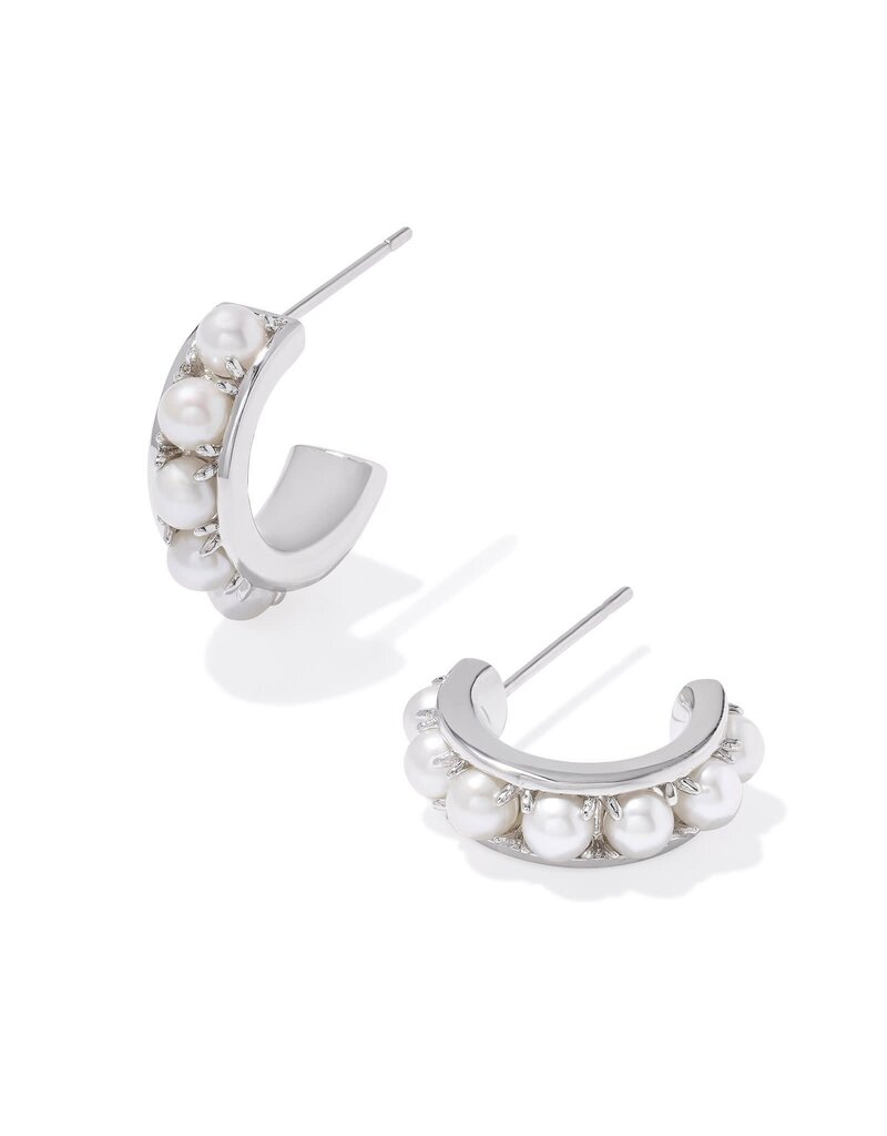 KENDRA SCOTT DESIGN Krista Silver Huggie Earrings in Freshwater Cultured Pearl