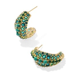 KENDRA SCOTT DESIGN Krista Gold Hoop Earrings in Green Mix
