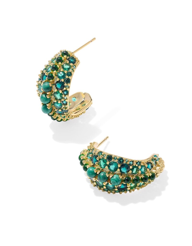 KENDRA SCOTT DESIGN Krista Gold Hoop Earrings in Green Mix