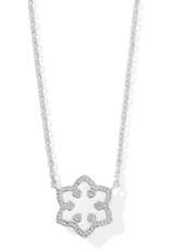 KENDRA SCOTT DESIGN Snowflake Silver Short Pendant Necklace in White Kyocera Opal