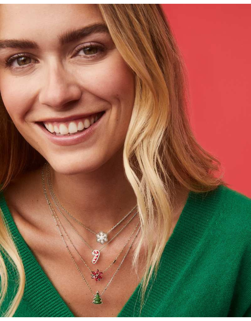 KENDRA SCOTT DESIGN Holiday Tree Gold Short Pendant Necklace in Green Quartzite