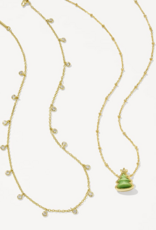 KENDRA SCOTT DESIGN Holiday Tree Gold Short Pendant Necklace in Green Quartzite
