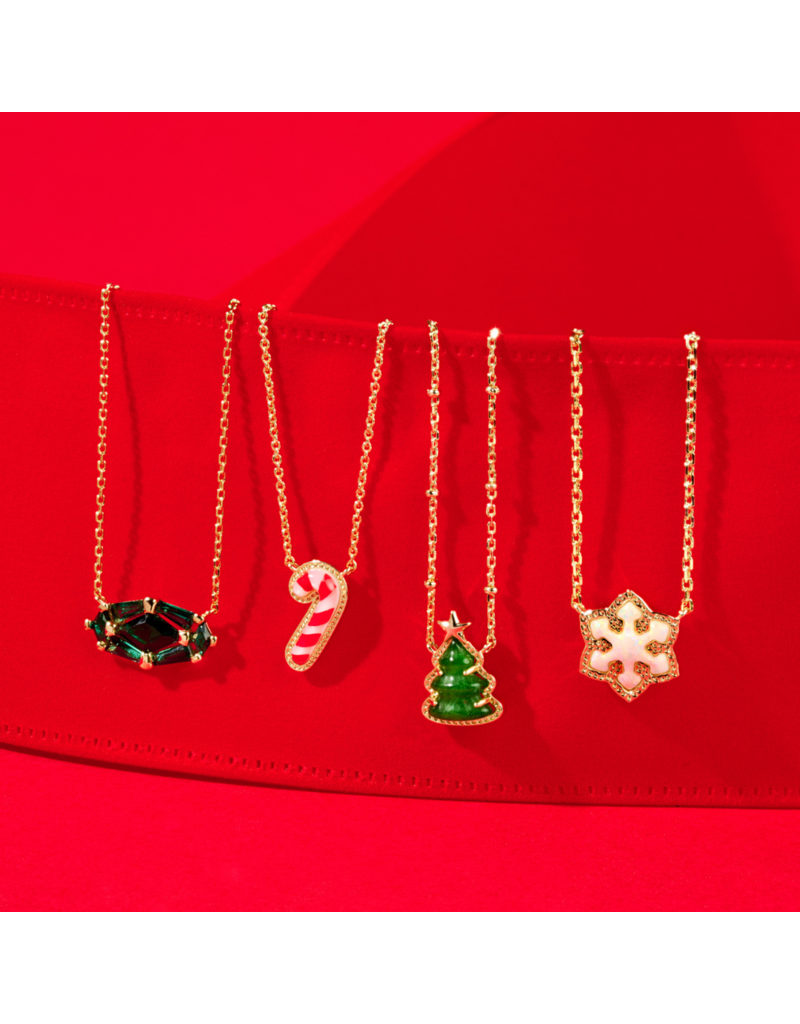 KENDRA SCOTT DESIGN Candy Cane Gold Short Pendant Necklace in Ivory Mother-of-Pearl