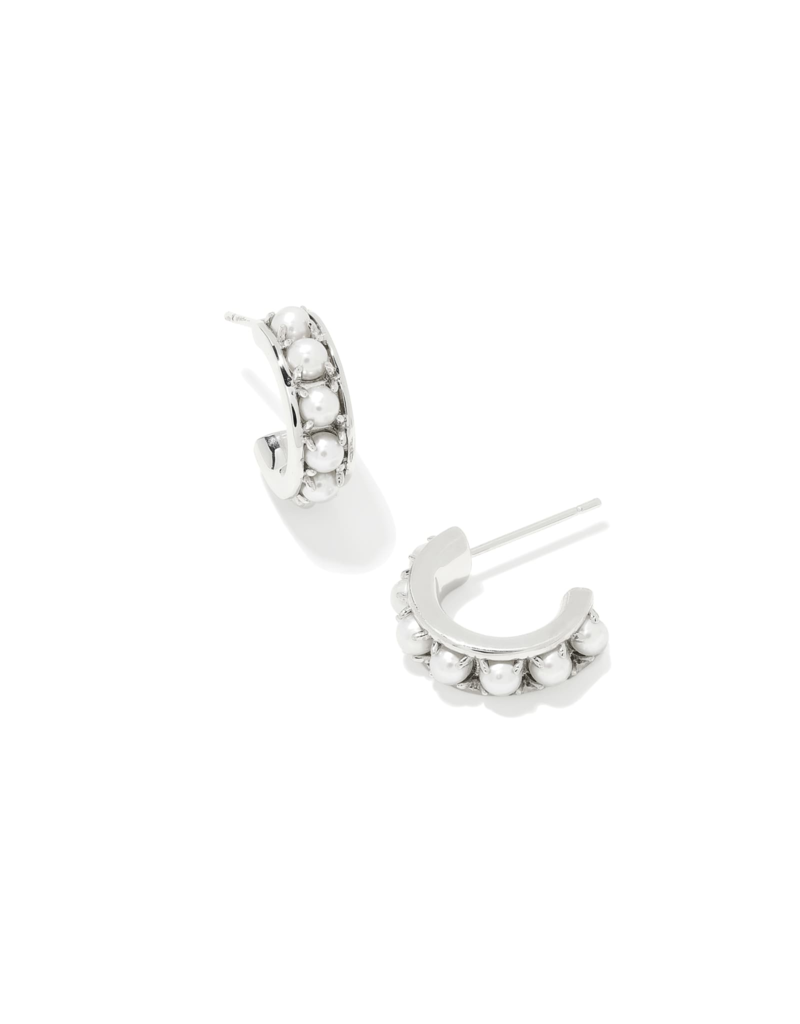 KENDRA SCOTT DESIGN Krista Silver Huggie Earrings in Freshwater Cultured Pearl